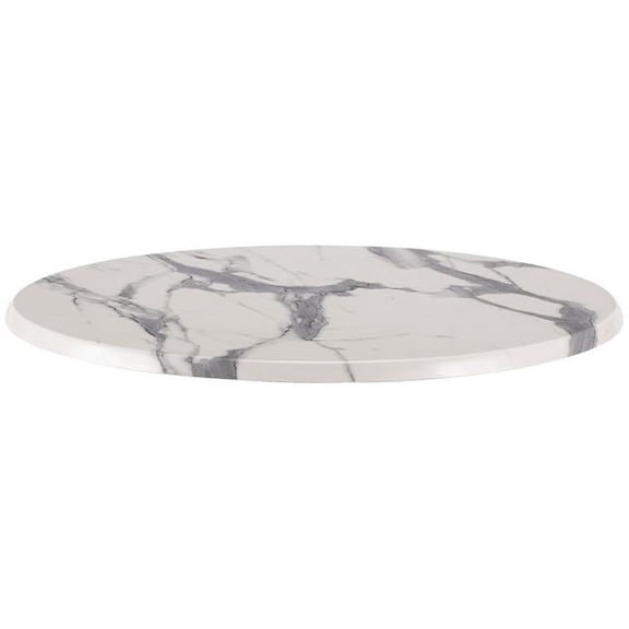 Holland Bar Stool Weather Resistant Marble Table Top, 30" Diameter Round, 4", Satin