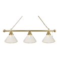thumbnail image 1 of Holland Bar Stool  White 3 Shade Pool Billiard Light, Brass, 1 of 1