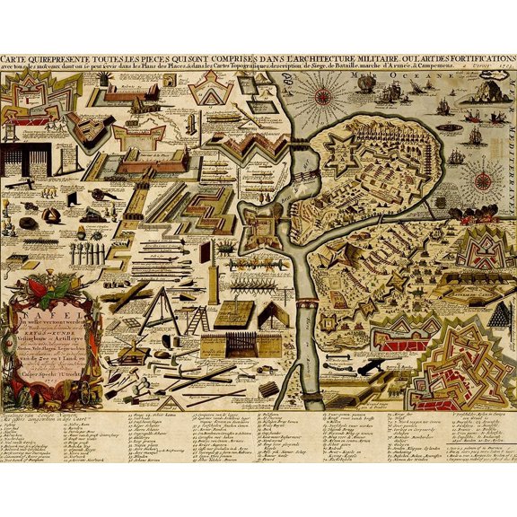Holland, Chart of Military armaments in Defense of Utrecht 1700 by Vintage Maps (36 x 24)