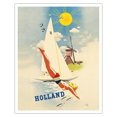 thumbnail image 1 of Holland - Dutch Windmill - Vintage Travel Poster by Jan Wijga c.1948 - Fine Art Matte Paper Print (Unframed) 16x20in, 1 of 4