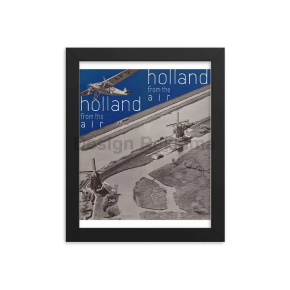 Holland From the Air, KLM Airlines 1934, Framed Vintage Travel Poster