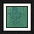 thumbnail image 1 of Holland, J. 12x12 Black Ornate Wood Framed with Double Matting Museum Art Print Titled - Verdigris Damask I, 1 of 4