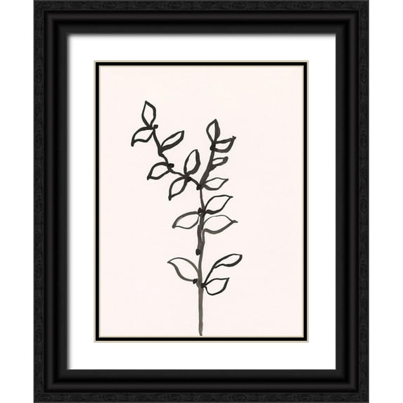 Holland, J. 12x14 Black Ornate Wood Framed with Double Matting Museum Art Print Titled - Ink Botanical Sketch X