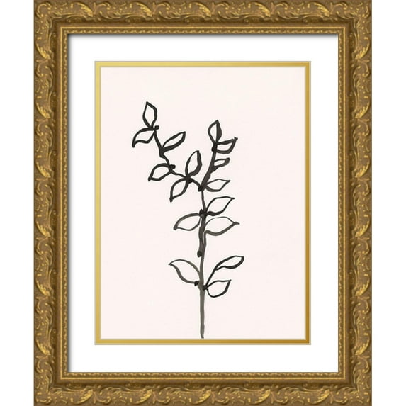 Holland, J. 19x24 Gold Ornate Wood Framed with Double Matting Museum Art Print Titled - Ink Botanical Sketch X
