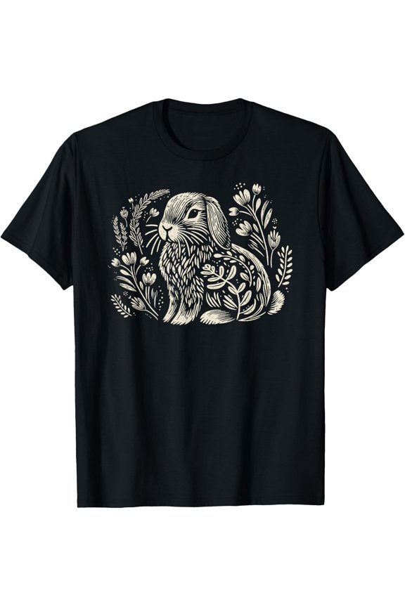 Holland Lop Rabbit Botanical Cottagecore Bunny T-Shirt