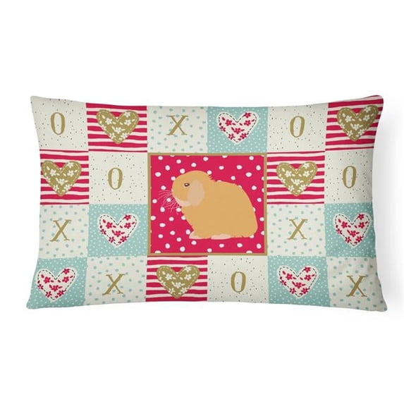 Caroline's Treasures CK5395PW1216 Holland Lop Rabbit Love Canvas Fabric Decorative Pillow, Red, 12H x16W, multicolor