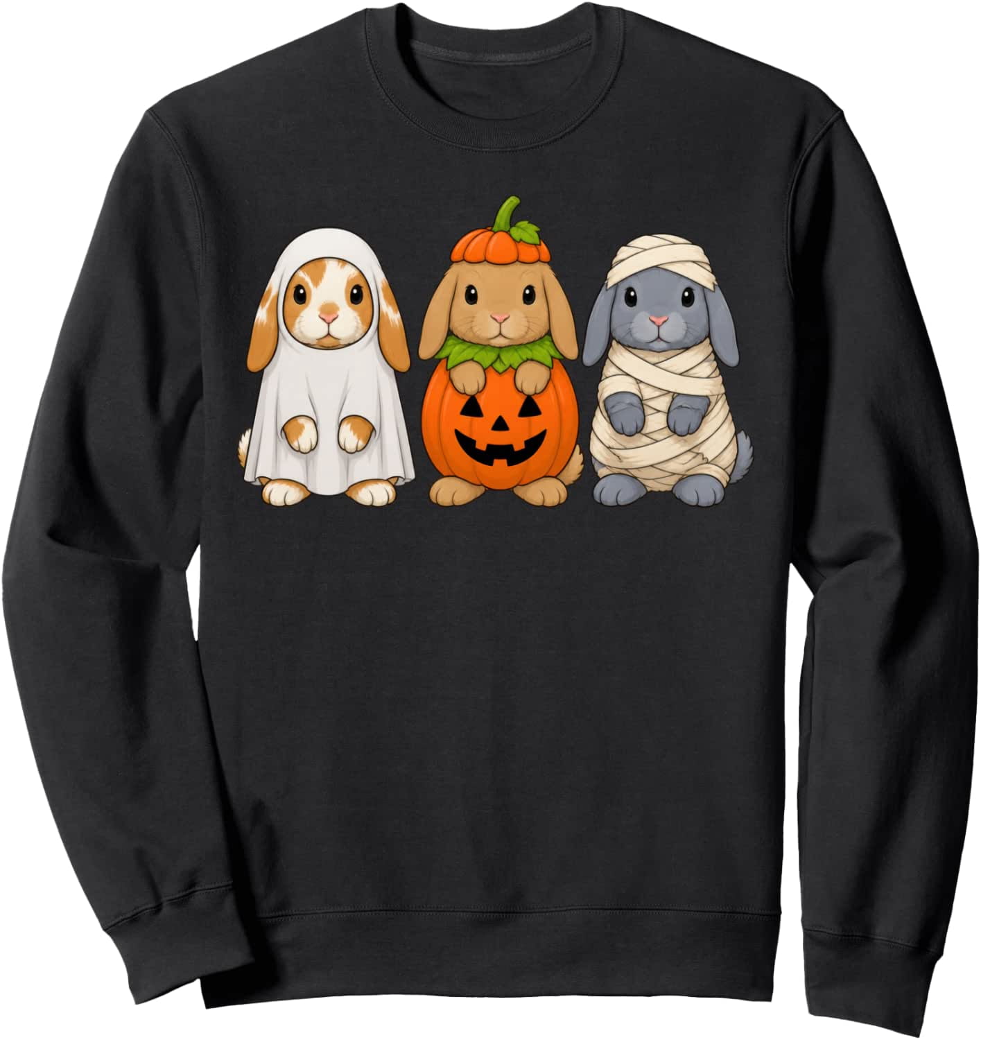 Lop Rabbit All Holland Lop Rabbit Pumpkin Ghost Halloween Bunny Sweatshirt - Walmart.com