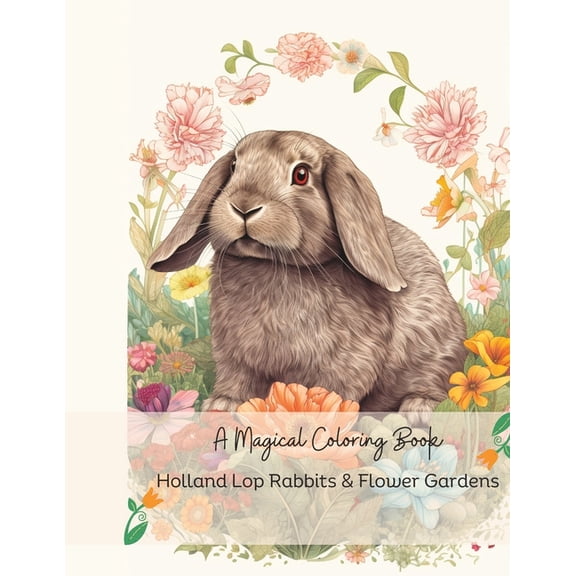 Holland Lop Rabbits & Flower Gardens: A Magical Coloring Book (Paperback)