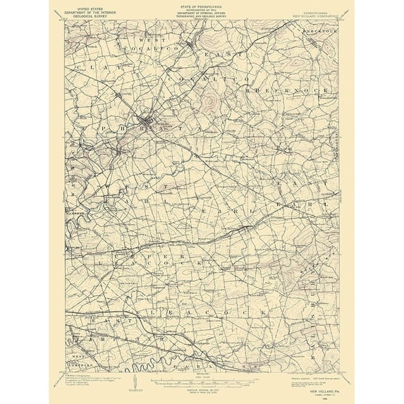 Holland Pennsylvania Quad - USGS 1906 Poster Print by USGS USGS PANE0001