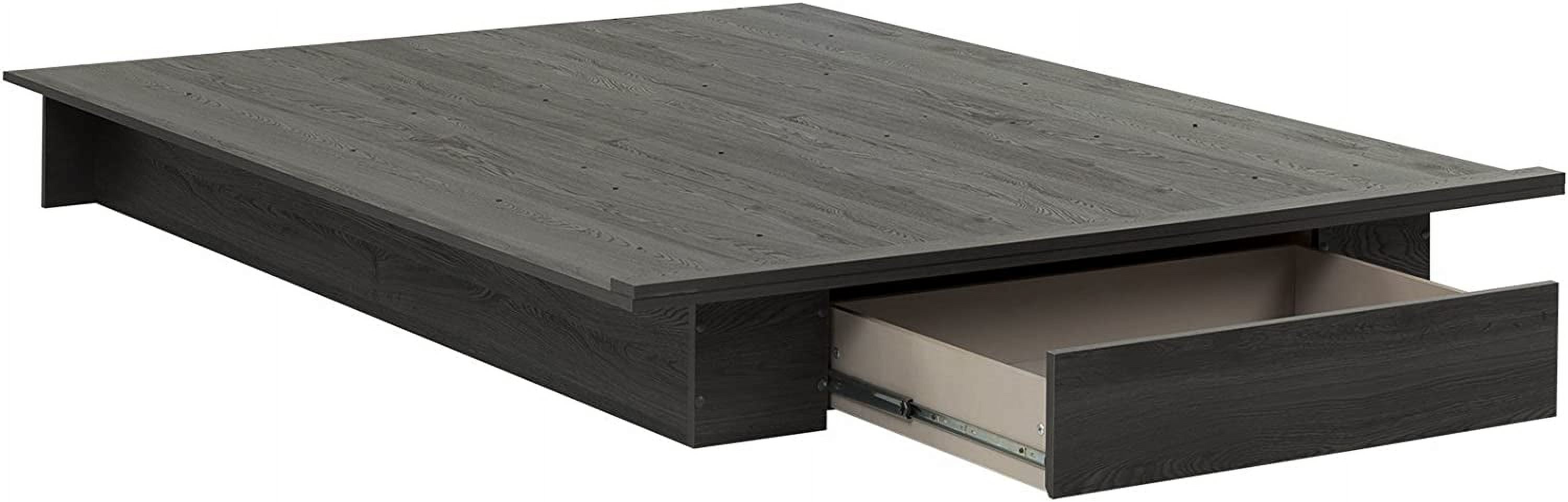 Holland Platform Bed With Drawer, Full/Queen, Gray Oak