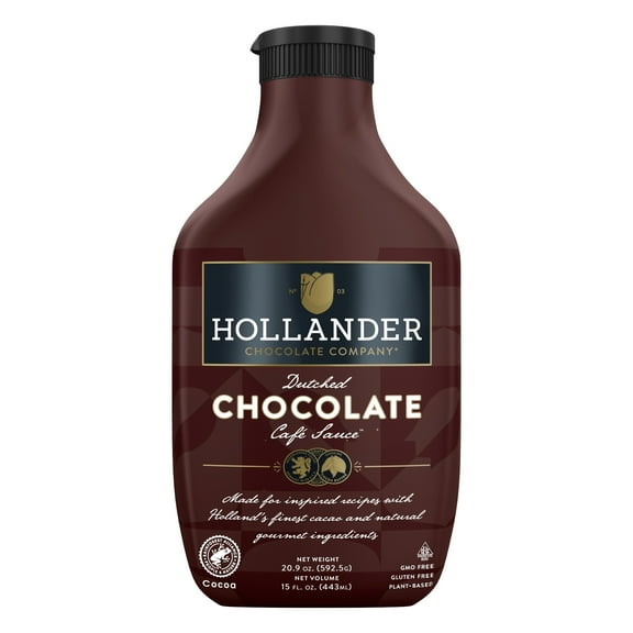 Hollander Dutched Chocolate Cafe Sauce | 15 fl. oz. Squeeze Bottle | Flip Cap