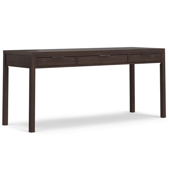 Simpli Home Hollander SOLID WOOD Contemporary Modern 72 inch Wide Wide Desk in Warm Walnut Brown