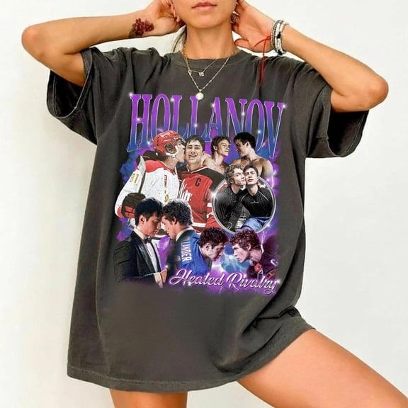 Hollanov Heated Rivalry Vintage T-Shirt, Hockey Romance Graphic Tee, Comfort Colors T Shirt Sweatshirt, Unisex Fan Gift