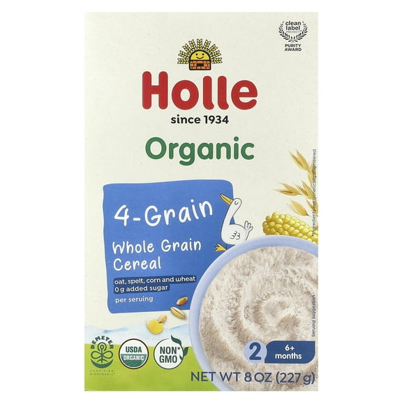 Holle Organic Baby Cereal - Whole Grain, 4-Grain Cereal for Baby - 8oz