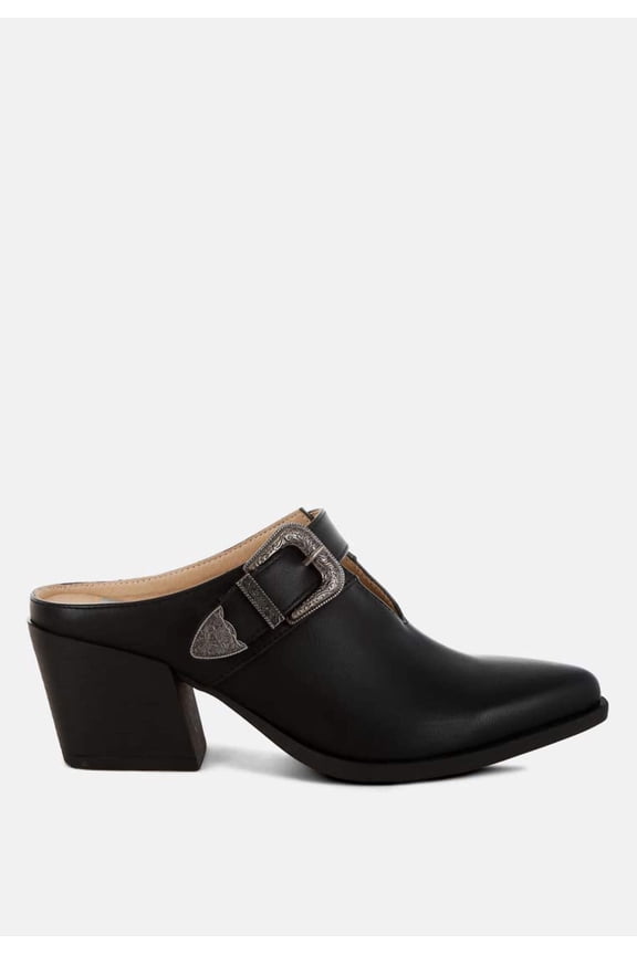 Holler Carved Buckle Statement Mules