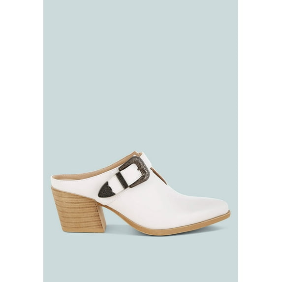 Holler Carved Buckle Statement Mules