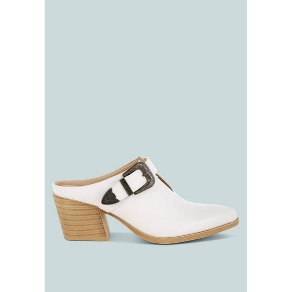 Holler Carved Buckle Statement Mules