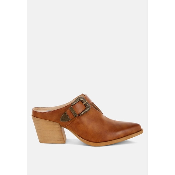 Holler Carved Buckle Statement Mules