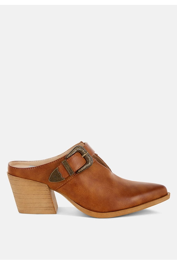 Holler Carved Buckle Statement Mules