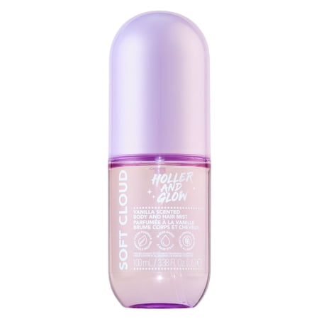 Holler and Glow Mood Boosting Soft Cloud Body & Hair Mist, Vanilla Scented, Clean Formula, Water Based, Allergen Free, 3.38 fl oz