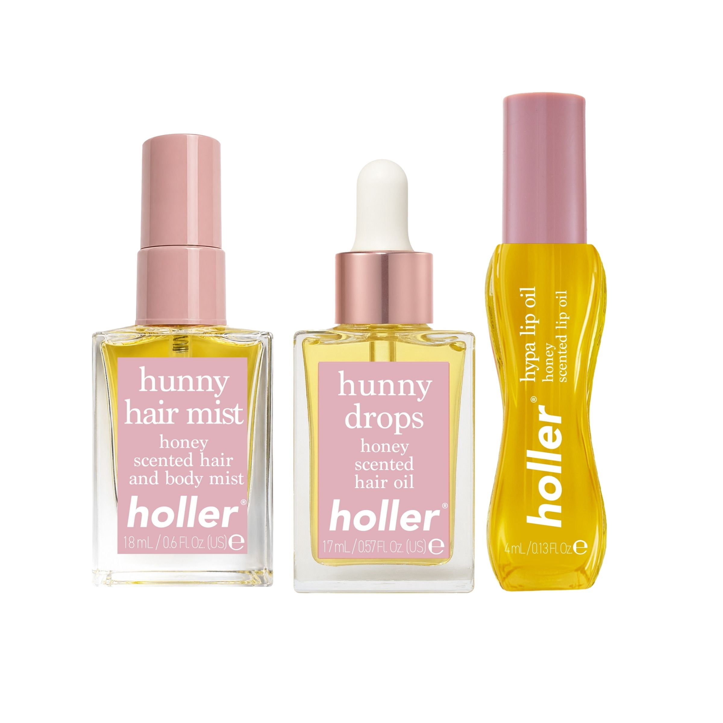 HOLLER Hey Hunny Lip And Hair Set, 3 Piece Set