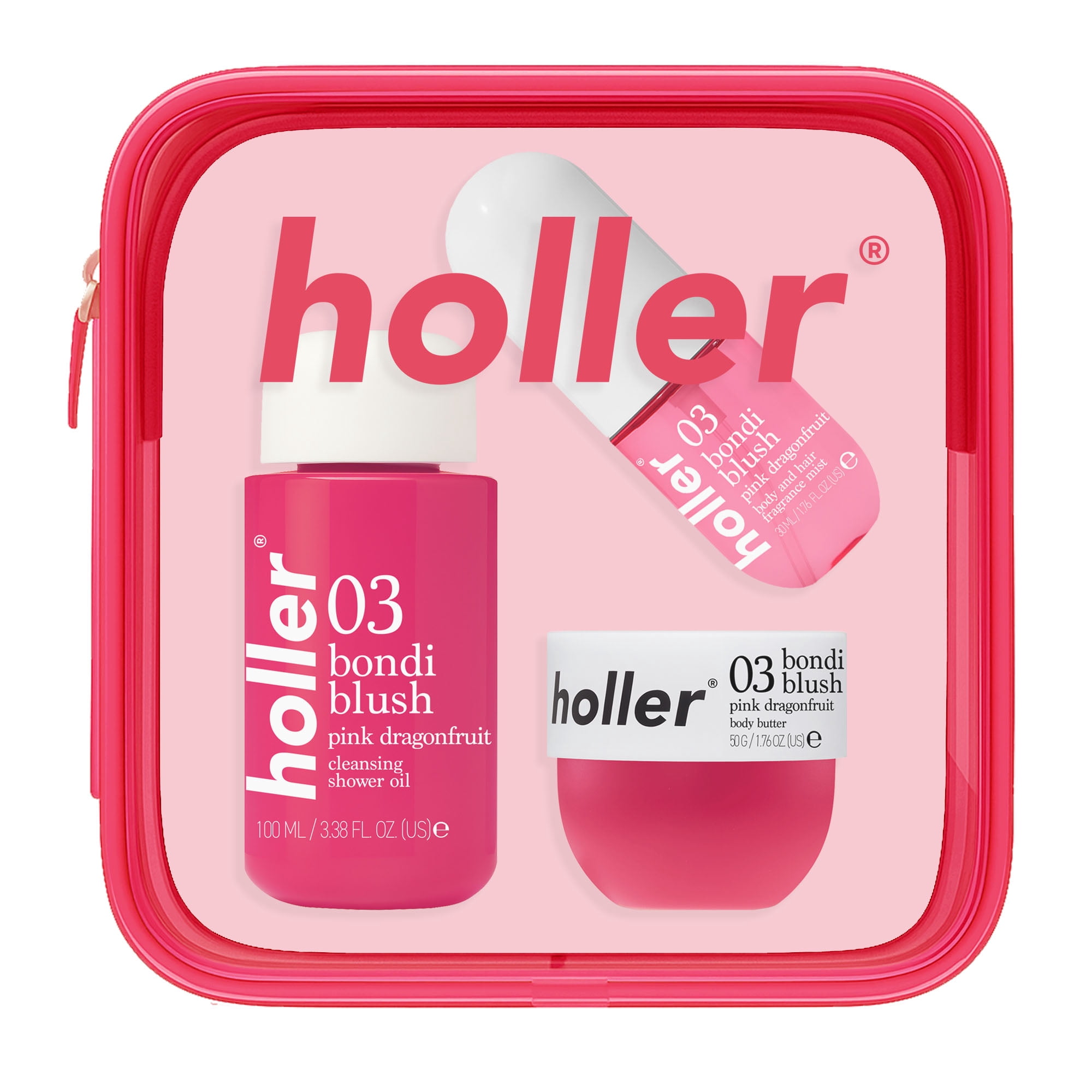 Holler and Glow Bondi Blush Mini Travel Body Care Set, 3 pieces