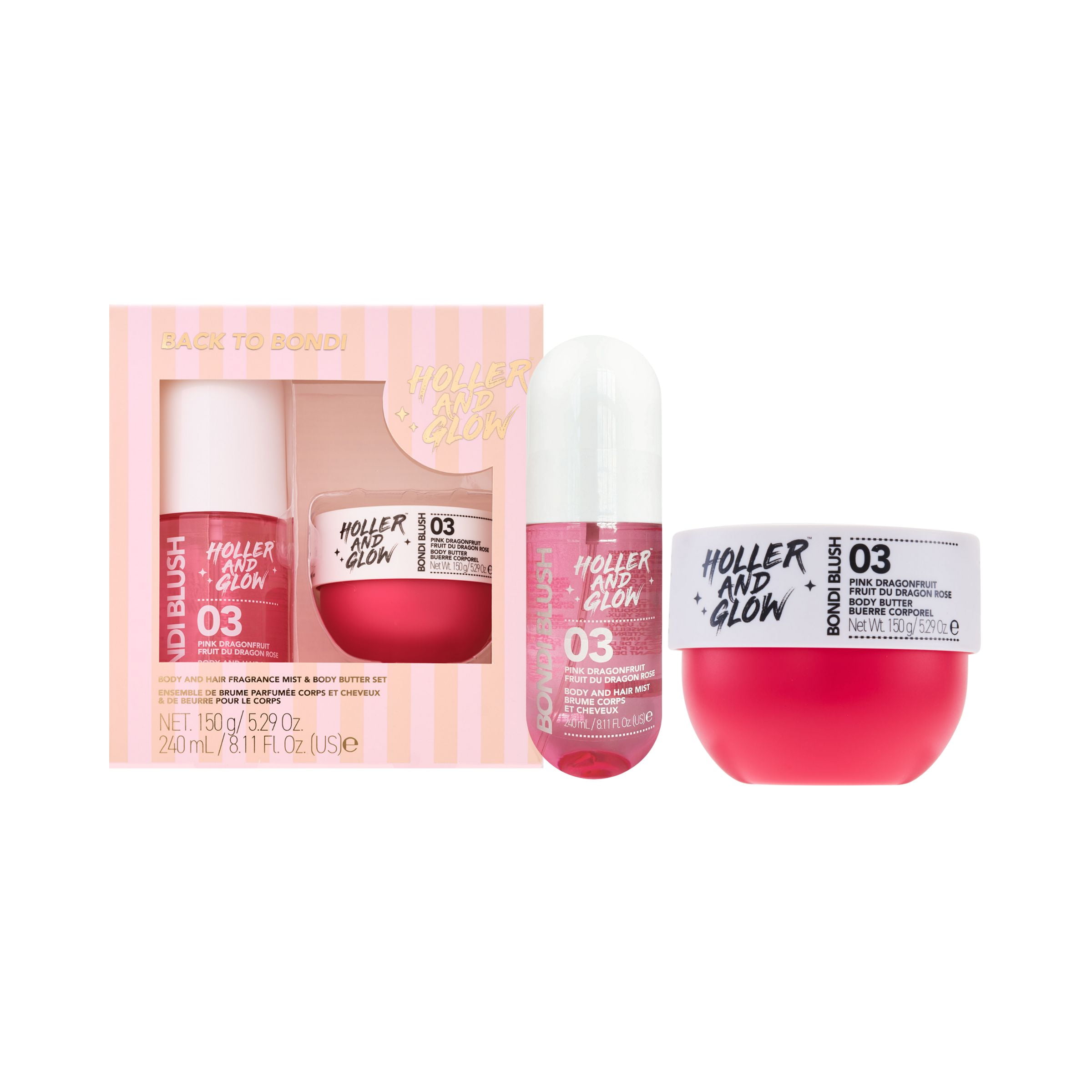 Holler Glow Body and Hair Mist Bondi Blush 240ml