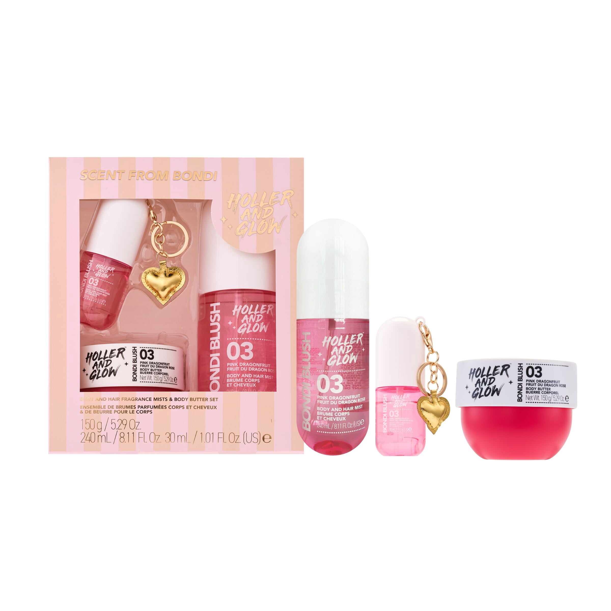 Holler and Glow Limited Edition Scent from Bondi Body and Hair Mist & Body Butter Set, 3 Piece Set
