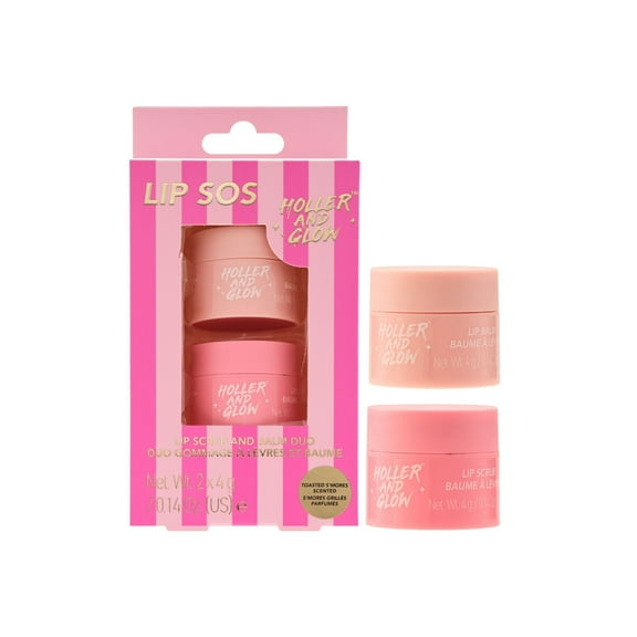 Holler and Glow Limited Edition Lip SOS Toasted S'mores Scented Scrub And Balm Duo, 2 Piece Gift Set