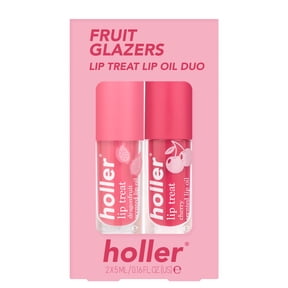 Holler Fruit Glazers Lip Treat Lip Oil Duo, Cherry & Dragon Fruit Flavors, 2 Piece Gift Set