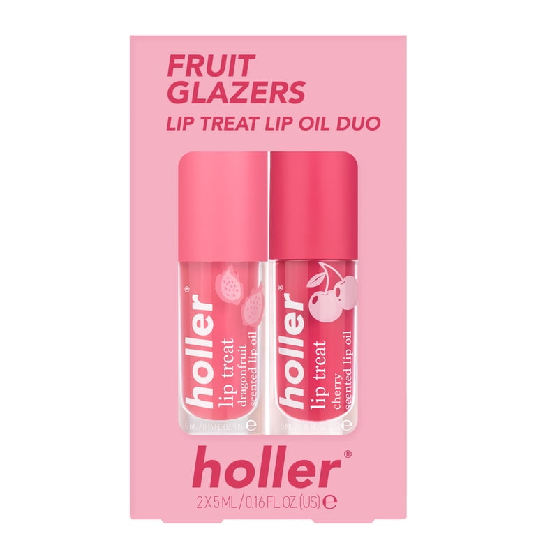 Holler Fruit Glazers Lip Treat Lip Oil Duo, Cherry & Dragon Fruit