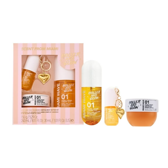 Holler And Glow Limited Edition Scent To Miami Body And Hair Mist & Body Butter Set, 3 Piece Set