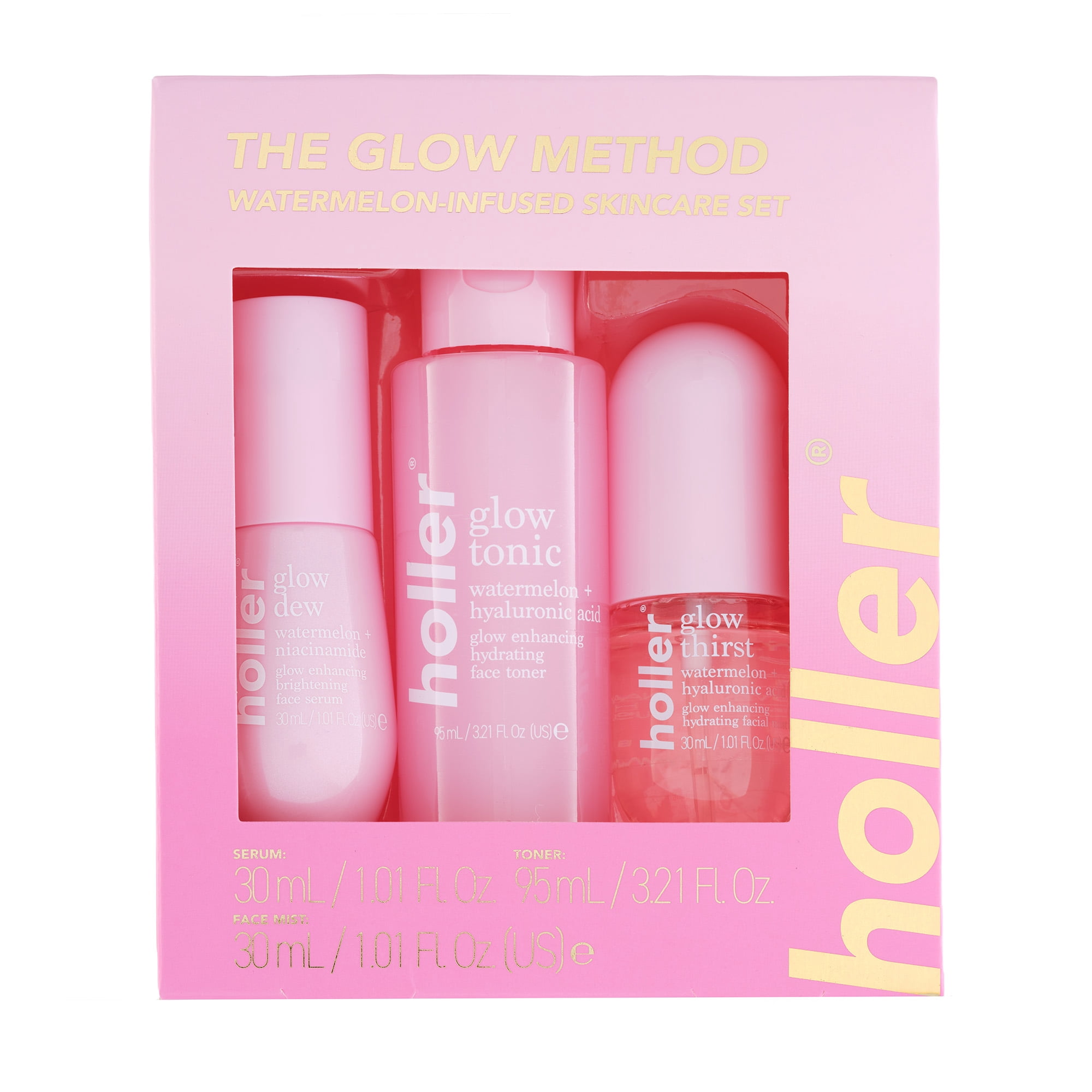 HOLLER The Glow Method Skincare Set, 3 Piece Gift Set