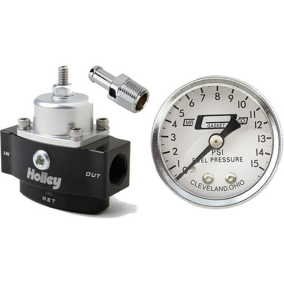 Holley 12-841 HP Billet Fuel Press Regulator,Gauge/Chrome Fitting