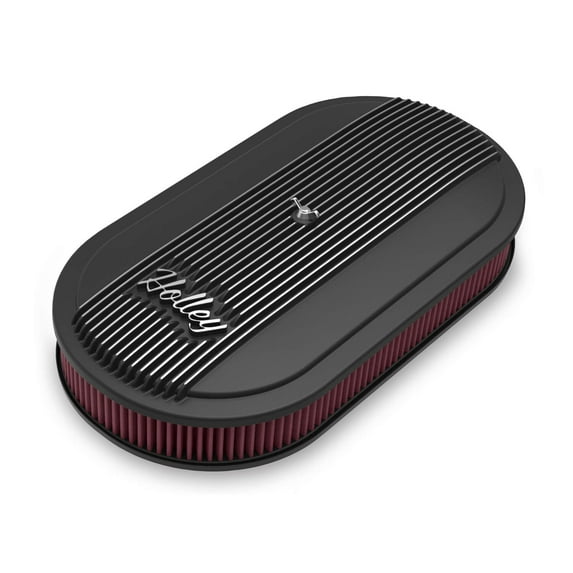 Holley 120-402 Holley Vintage Series Oval Air Cleaner - Satin Black Machined