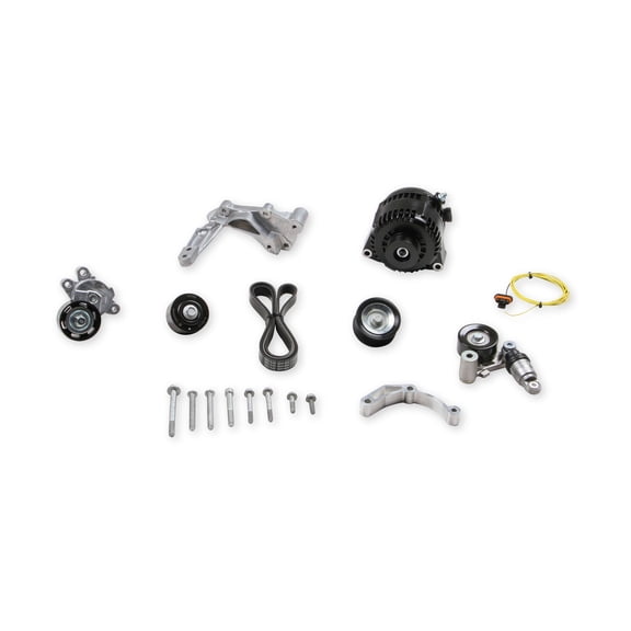 Holley 20-224BK Holley Alternator Relocation Kit (150amp Alternator w/bracket kit) - Black Finish - LT4 Wet Sump