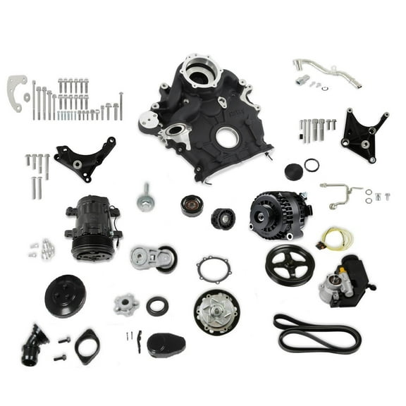 Holley 20-310BK Complete Front Accessory System - High Mount - Black Finish