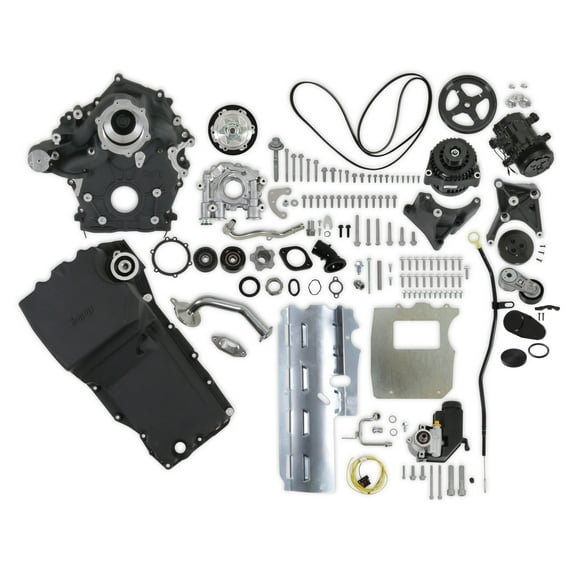 Holley 20-340BK High-Mount Accessory Drive - With Holley Oiling System - Complete Kit - Black
