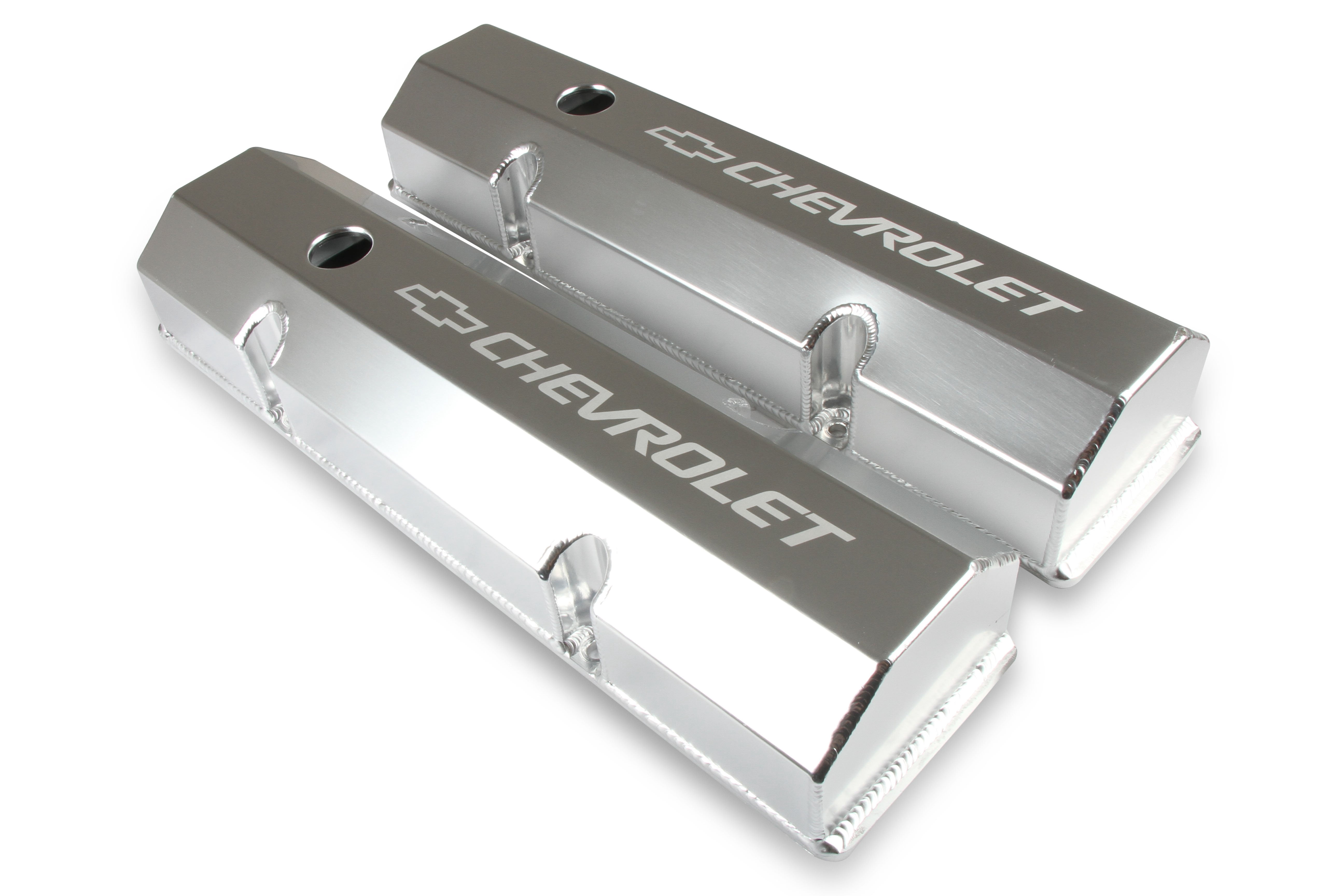Holley 241-287 Holley GM Licensed Track Series Valve Cover; Fabricated Aluminum Valve Cover: Flat Top; Pair; Silver;