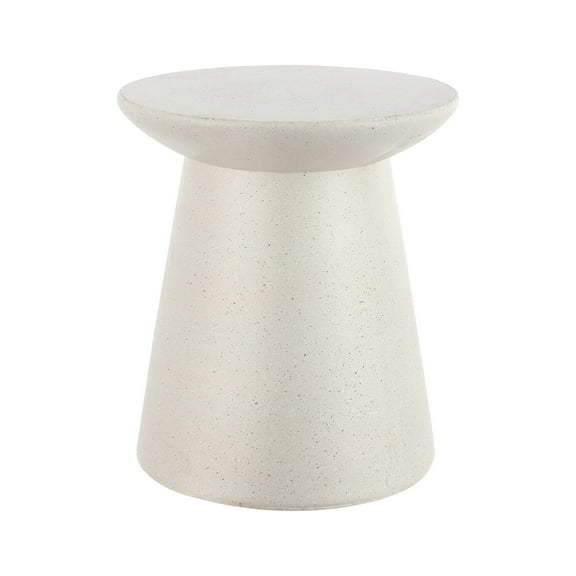 Hollie 18" Minimalist Modern Drum Accent Table Pedestal, Cream Terrazzo Finish