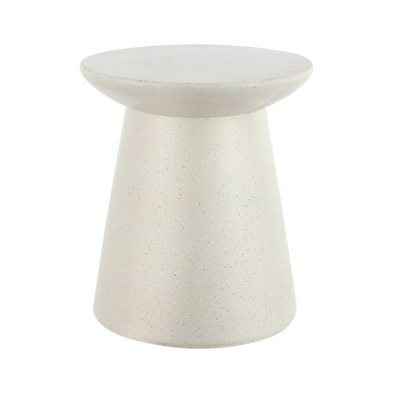 Hollie 18" Minimalist Modern Drum Accent Table Pedestal, Cream Terrazzo Finish