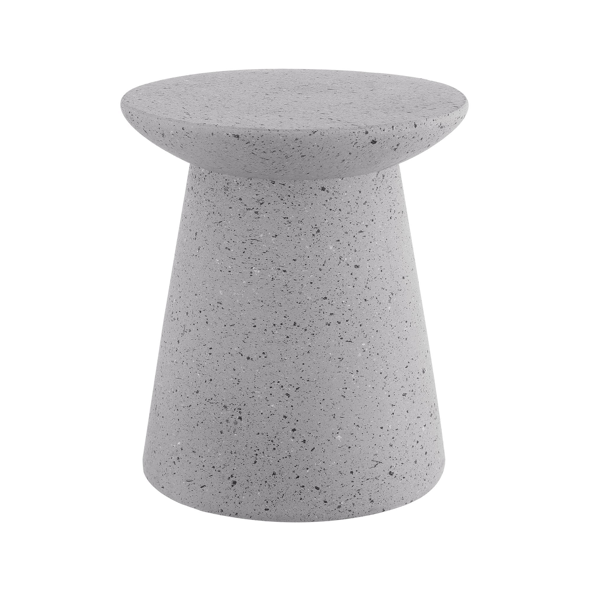 Hollie 18" Gray Terrazzo Minimalist Drum Accent Table