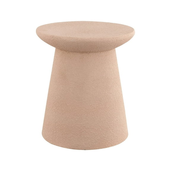 Hollie 18" Minimalist Modern Drum Accent Table Pedestal, Pink Frosted