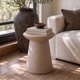 thumbnail image 1 of Hollie 18" Modern Drum Indoor/Outdoor Accent Table Pedestal, Light Brown Frosted, 1 of 8