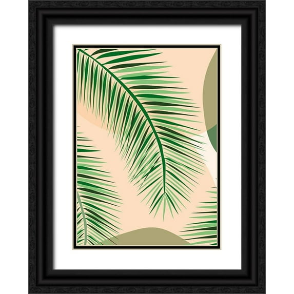 Hollie, Jasmine 14x18 Black Ornate Wood Framed with Double Matting Museum Art Print Titled - Palm Leaf