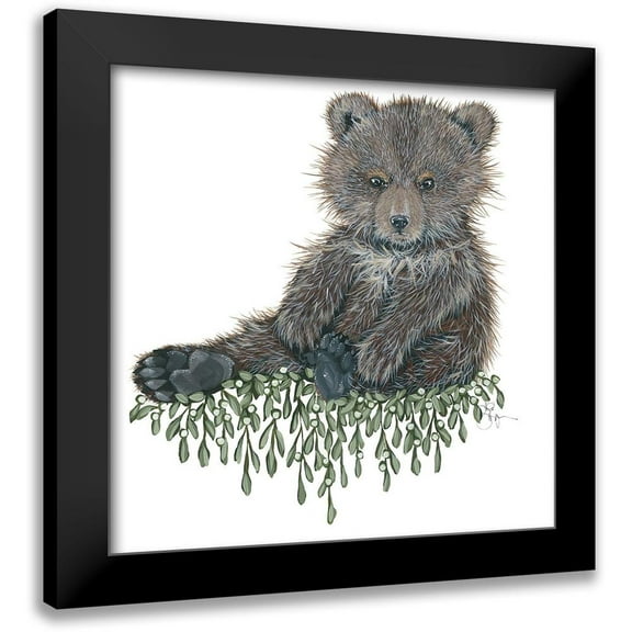 Hollihocks Art 12x12 Black Modern Framed Museum Art Print Titled - Baby Bear