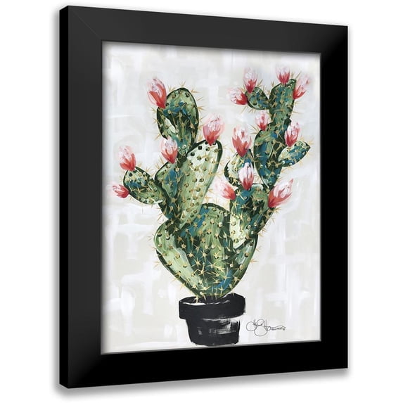 Hollihocks Art 12x14 Black Modern Framed Museum Art Print Titled - Cactus
