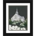 thumbnail image 1 of Hollihocks Art 15x18 Black Ornate Wood Framed with Double Matting Museum Art Print Titled - White Church, 1 of 4