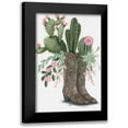 thumbnail image 1 of Hollihocks Art 17x24 Black Modern Framed Museum Art Print Titled - Cactus Boots, 1 of 5