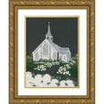 thumbnail image 1 of Hollihocks Art 19x24 Gold Ornate Wood Framed with Double Matting Museum Art Print Titled - White Church, 1 of 4